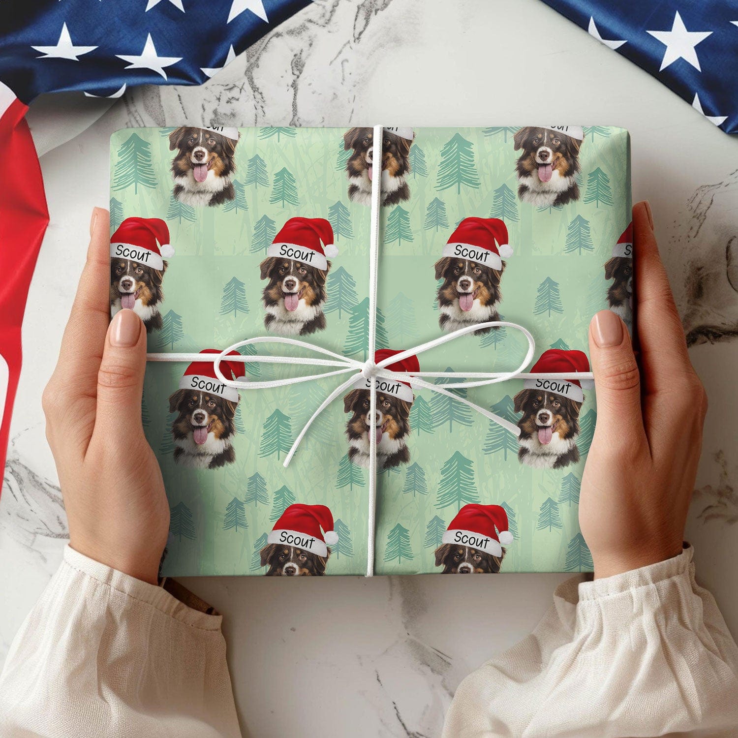 GeckoCustom Custom Photo Dog Christmas Cute Wrapping Paper For Dog Lovers LM32 891969