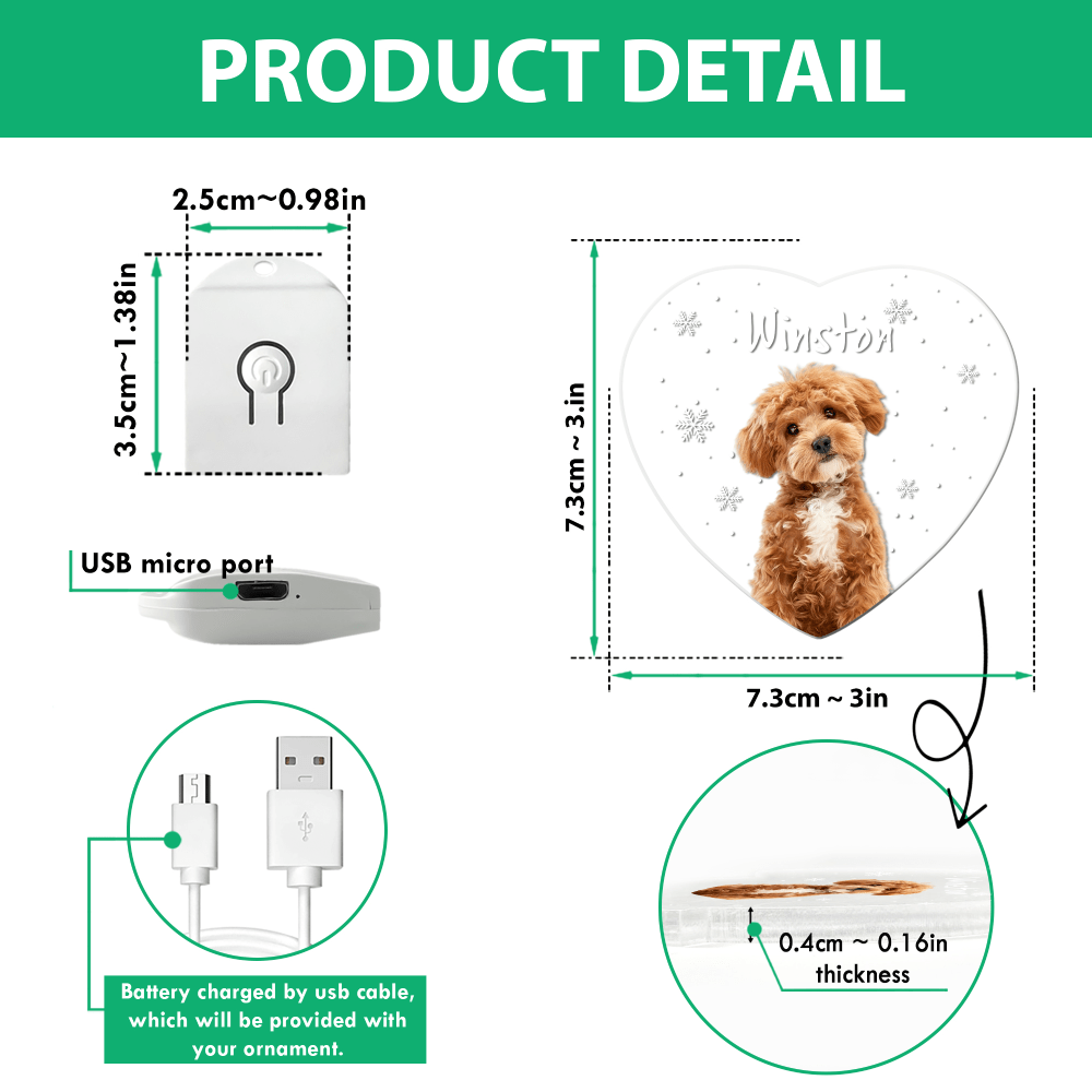 GeckoCustom Custom Photo Dog Christmas Led Acrylic Ornament Christmas Gift For Dog Lovers HA75 891714 3in