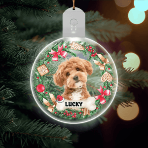 GeckoCustom Custom Photo Dog Circle Led Acrylic Ornament For Christmas HA75 891646 3 inches