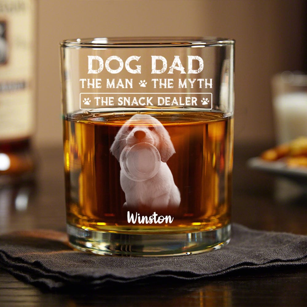 GeckoCustom Custom Photo Dog Dad The Man The Myth The Snack Dealer Engraved Rock Glass N304 HA75 891756 Only Rockglass / Rockglass 10.5oz