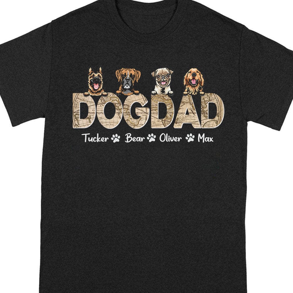 GeckoCustom Custom Photo Dog Dad Vintage Map Shirt N304 889391