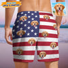 GeckoCustom Custom Photo Dog Face American Flag Men's Beach Short K228 889188