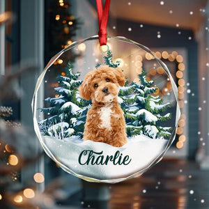 GeckoCustom Custom Photo Dog Glass Ornament For Christmas HA75 891552