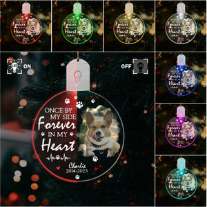 GeckoCustom Custom Photo Dog Once By My Side Forever In My Heart Memorial Led Acrylic Ornament HA75 891937 3 inches