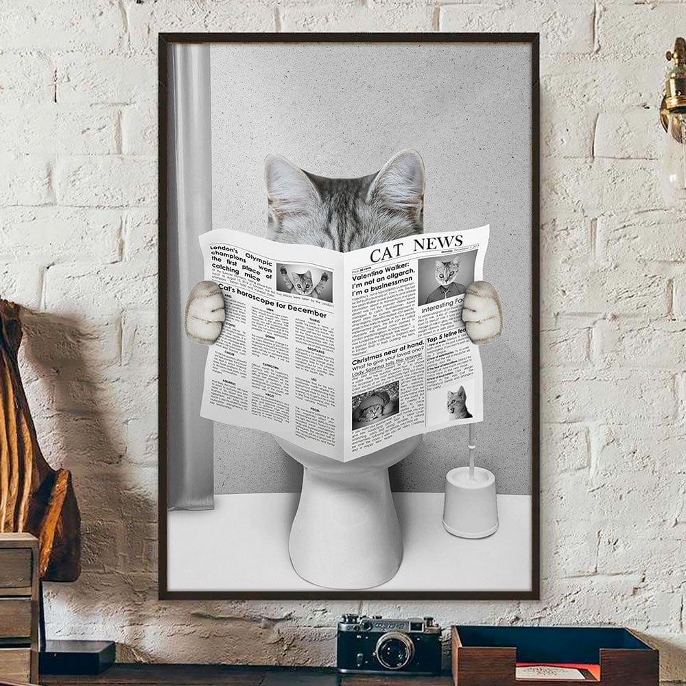 GeckoCustom Custom Photo Dog Read Newspaper In Toilet Poster N304 890210