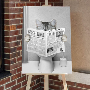 GeckoCustom Custom Photo Dog Read Newspaper In Toilet Poster N304 890210