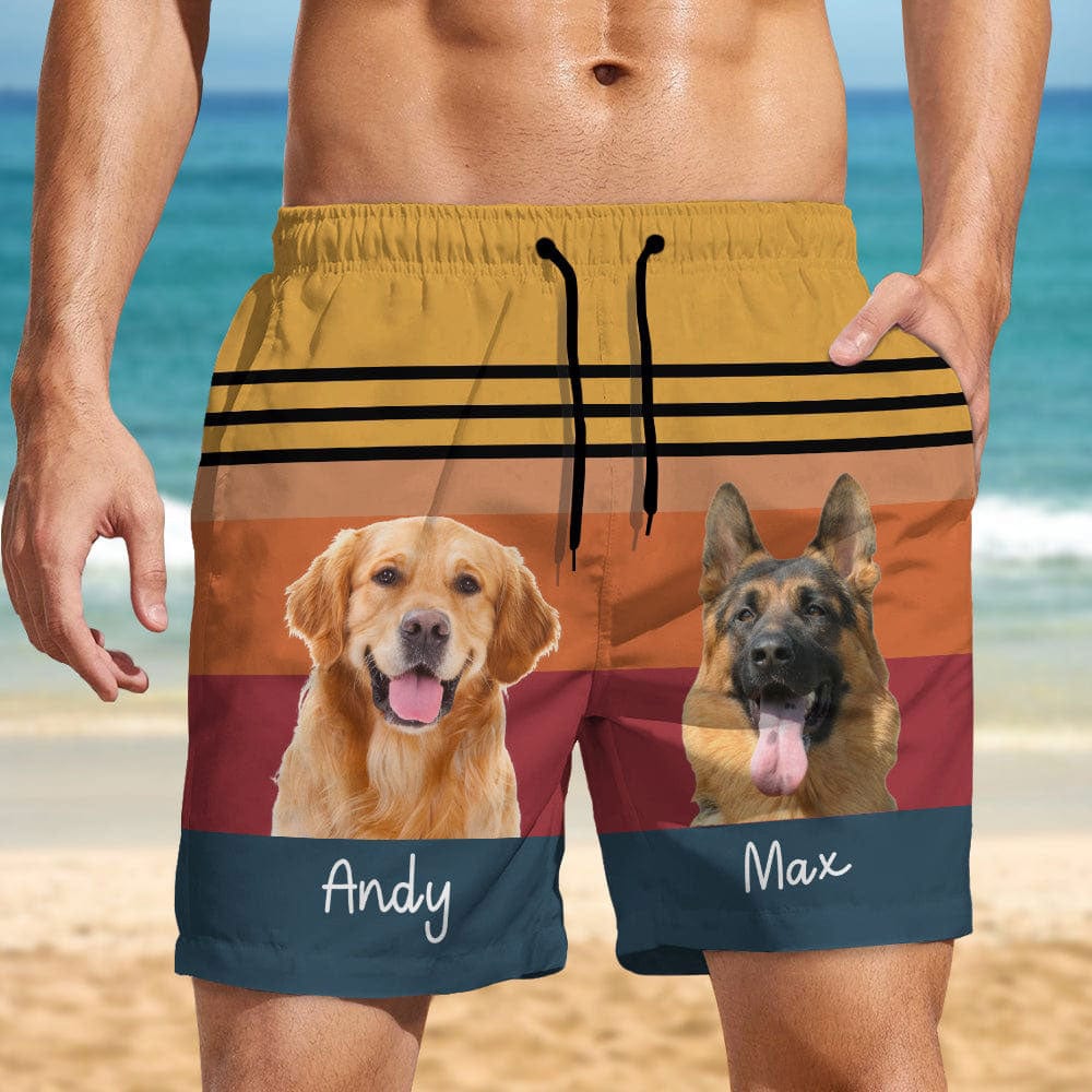 GeckoCustom Custom Photo Dog Retro Beach Short TA29 889437