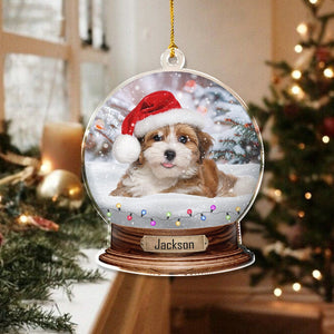 GeckoCustom Custom Photo Dog Snowglobe Acrylic Ornament HA75 891598