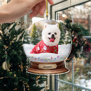 GeckoCustom Custom Photo Dog Snowglobe Acrylic Ornament HA75 891598