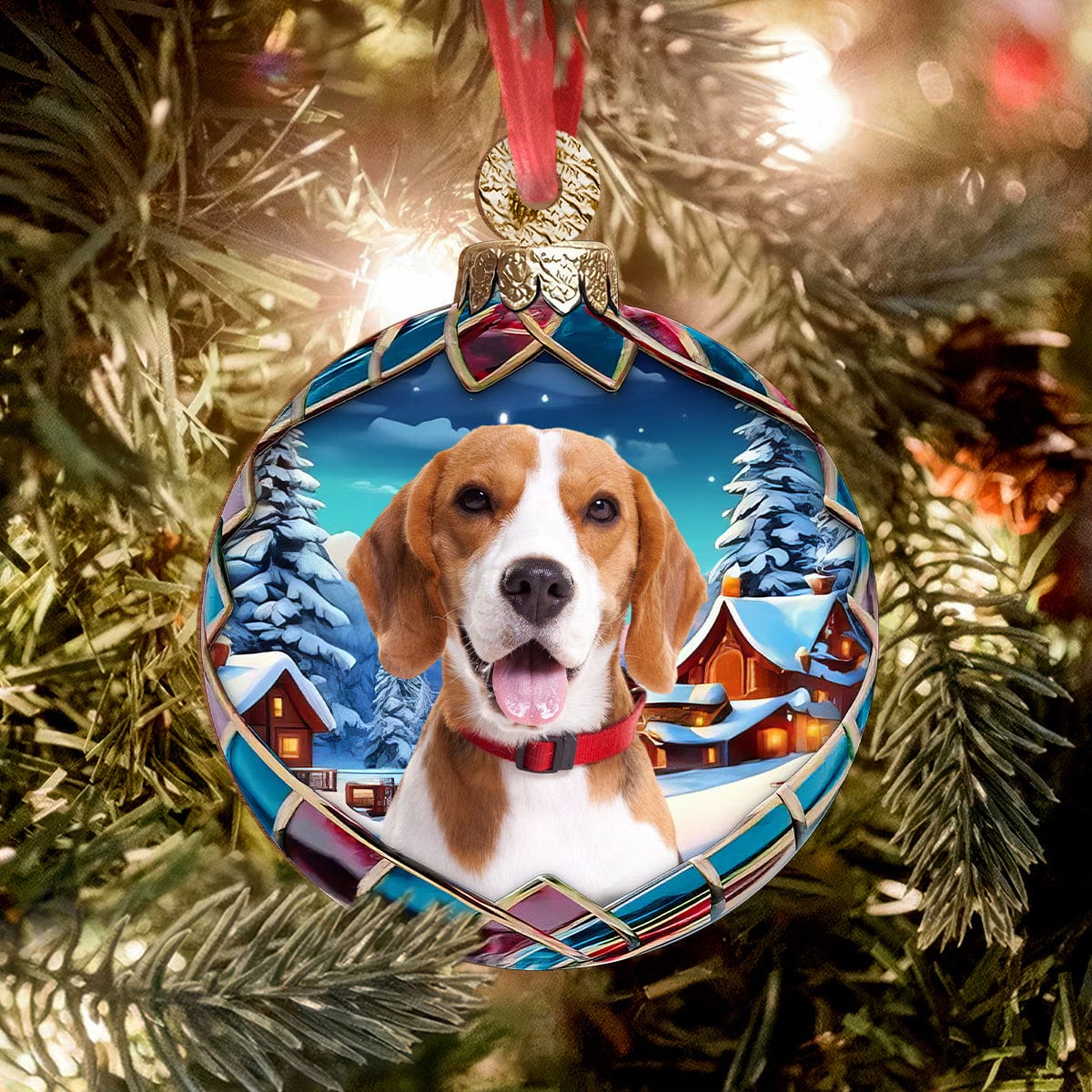 GeckoCustom Custom Photo Dog Wood Ornament For Christmas, Dog Lovers HA75 891891 4"x4"