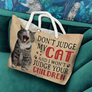 GeckoCustom Custom Photo Don't Judge My Cat Beach Bag N304 889647