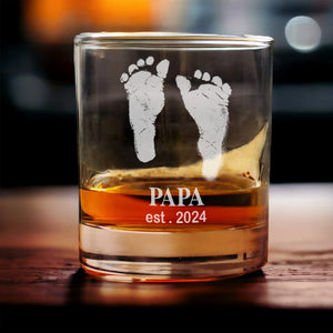 GeckoCustom Custom Photo Engraved Baby Footprints Dad Rock Glass DM01 891001 10.5oz