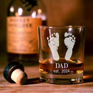 GeckoCustom Custom Photo Engraved Baby Footprints Dad Rock Glass DM01 891001 10.5oz