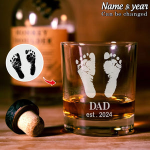 GeckoCustom Custom Photo Engraved Baby Footprints Dad Rock Glass DM01 891001 10.5oz