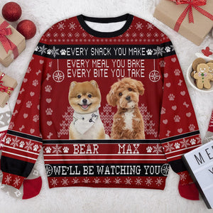 GeckoCustom Custom Photo Every Bite You Take I'll Be Watching You For Dog Lover Christmas Ugly Sweater TH10 891639