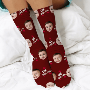 GeckoCustom Custom Photo Face Kids Father's Dad Socks HA75 891406