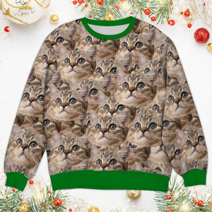 GeckoCustom Custom Photo Face Pawsitive Ugly Sweater For Cat Lovers N304 HA75 891384