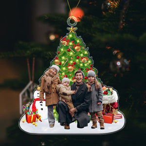 GeckoCustom Custom Photo Family Christmas Acrylic Ornament HA75 891670 3 inch