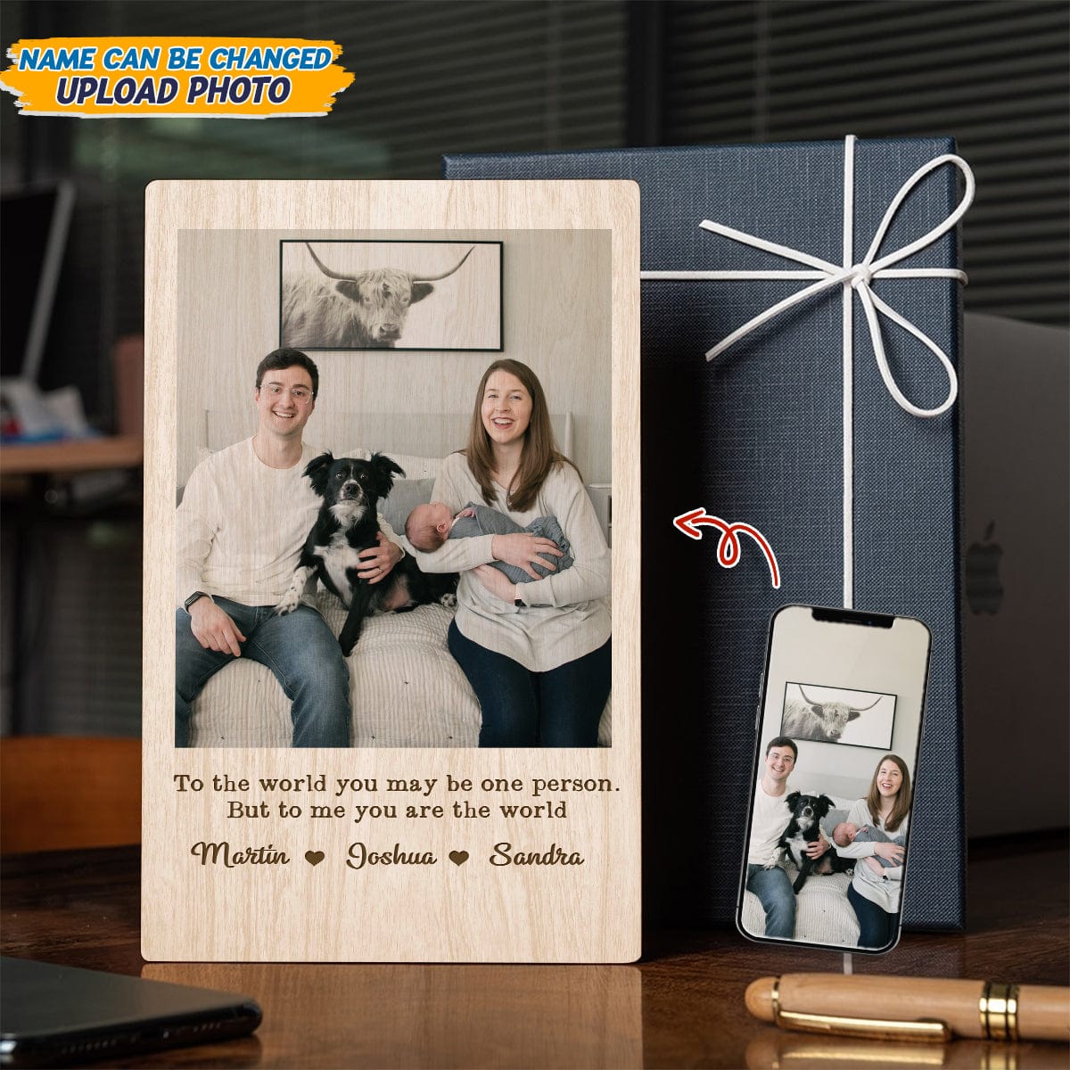 GeckoCustom Custom Photo Family Gift Wood Frame T368 889341