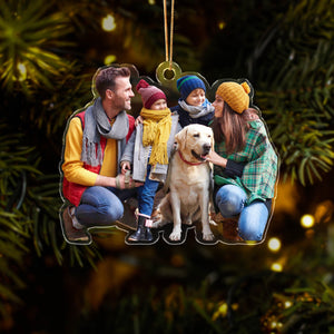 GeckoCustom Custom Photo Family With Dogs, Cats Pet Acrylic Ornament HA75 891286