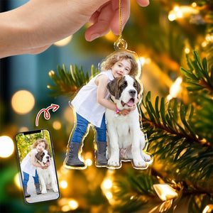 GeckoCustom Custom Photo Family With Dogs, Cats Pet Acrylic Ornament HA75 891867