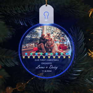 GeckoCustom Custom Photo First Christmas Engaged Couple Led Acrylic Ornament HO82 893252 3 inches