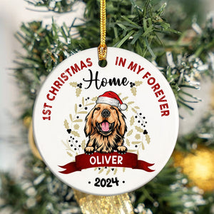 GeckoCustom Custom Photo First Christmas In My Forever Home Dog Ceramic Ornament TH10 891363