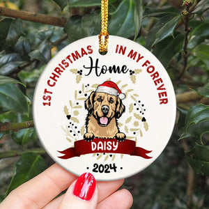 GeckoCustom Custom Photo First Christmas In My Forever Home Dog Ceramic Ornament TH10 891363