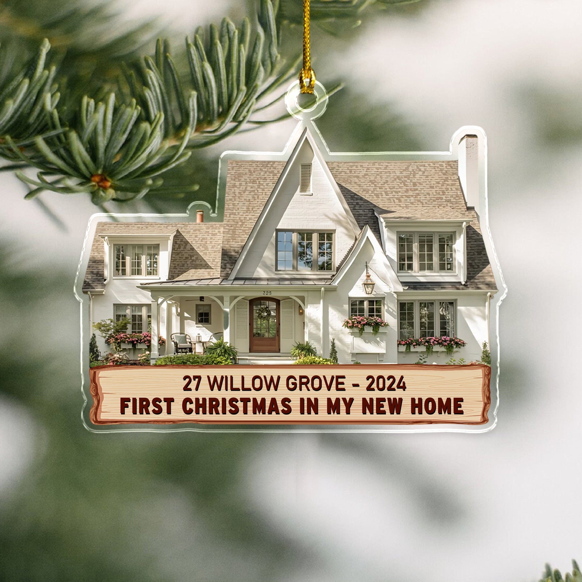 GeckoCustom Custom Photo First Christmas, New House Acrylic Ornament HA75 891422