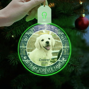 GeckoCustom Custom Photo First Christmas Pet Lovers Circle Led Acrylic Ornament HO82 893306 3 inches