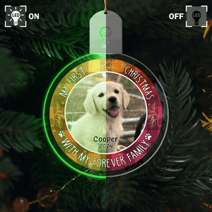 GeckoCustom Custom Photo First Christmas Pet Lovers Circle Led Acrylic Ornament HO82 893306 3 inches