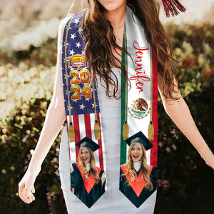 GeckoCustom Custom Photo Flag Nations Graduation Stoles N369 890695 6x72 inch