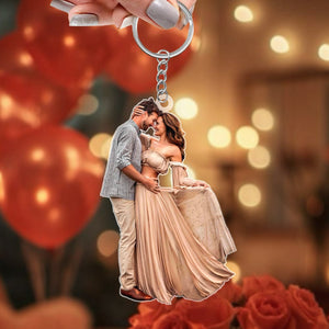 GeckoCustom Custom Photo For Couple Valentine's Day Acrylic Keychain TH10 892261 60mmW x 40mmH