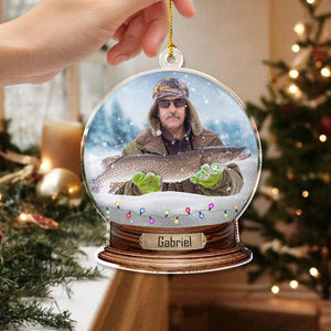 GeckoCustom Custom Photo For Fishing Lovers Snowglobe Acrylic Ornament HA75 891612