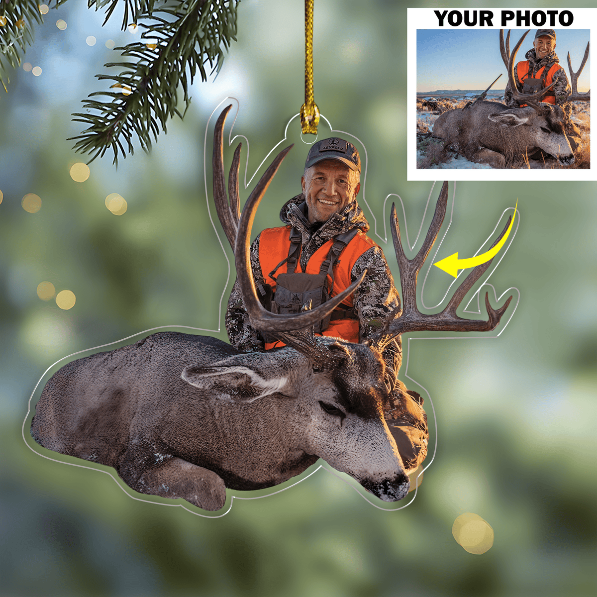 GeckoCustom Custom Photo For Hunting Lovers Acrylic Ornament, Christmas Gift Idea DM01 891443