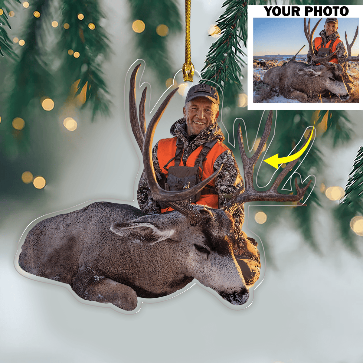 GeckoCustom Custom Photo For Hunting Lovers Acrylic Ornament, Christmas Gift Idea DM01 891443