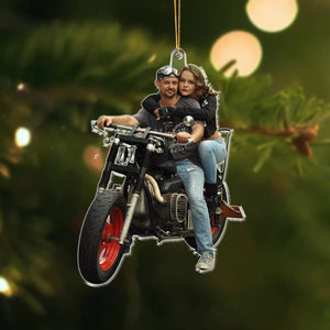 GeckoCustom Custom Photo For Motorcycle Couple Acrylic Ornament N304 889820