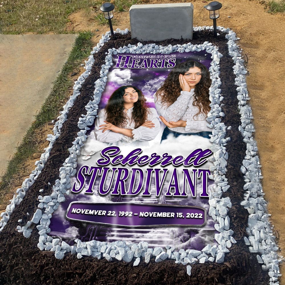 GeckoCustom Custom Photo Forever In Our Hearts Memorial Grave Blanket N369 890268