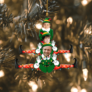 GeckoCustom Custom Photo Funny Elf Family Christmas Tree Acrylic Ornament HO82 893334