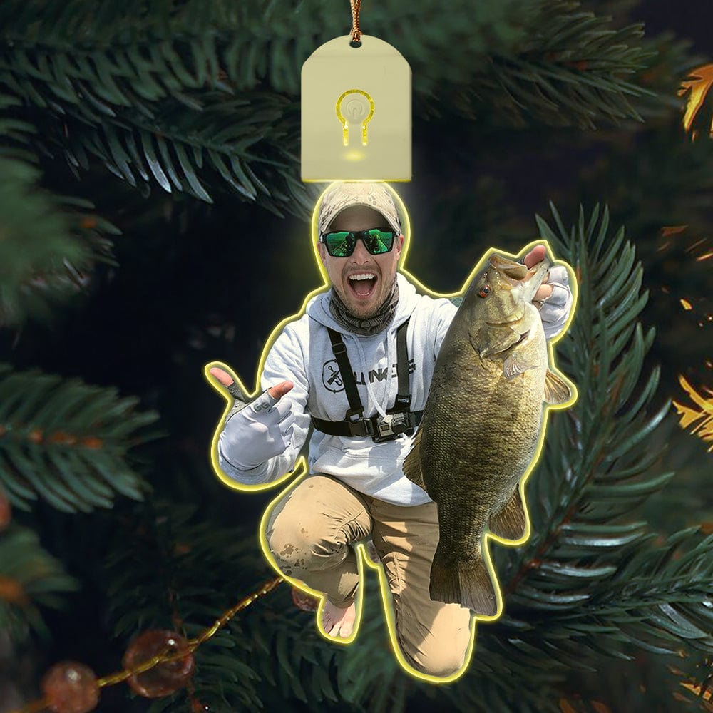 GeckoCustom Custom Photo Gift For Fishing Lovers Led Acrylic Ornament HA75 891674 3 inches