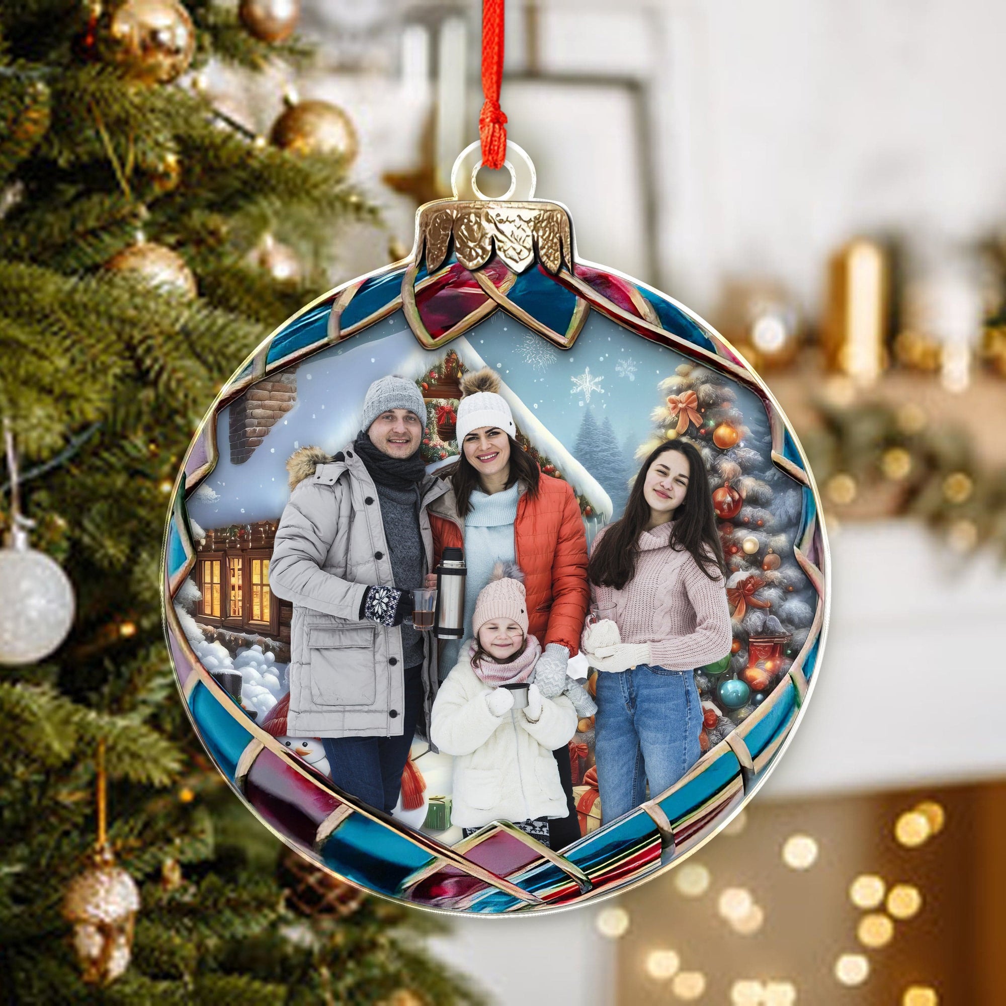 GeckoCustom Custom Photo Good Cheer Is Found With Family Christmas Acrylic Ornament TH10 892017