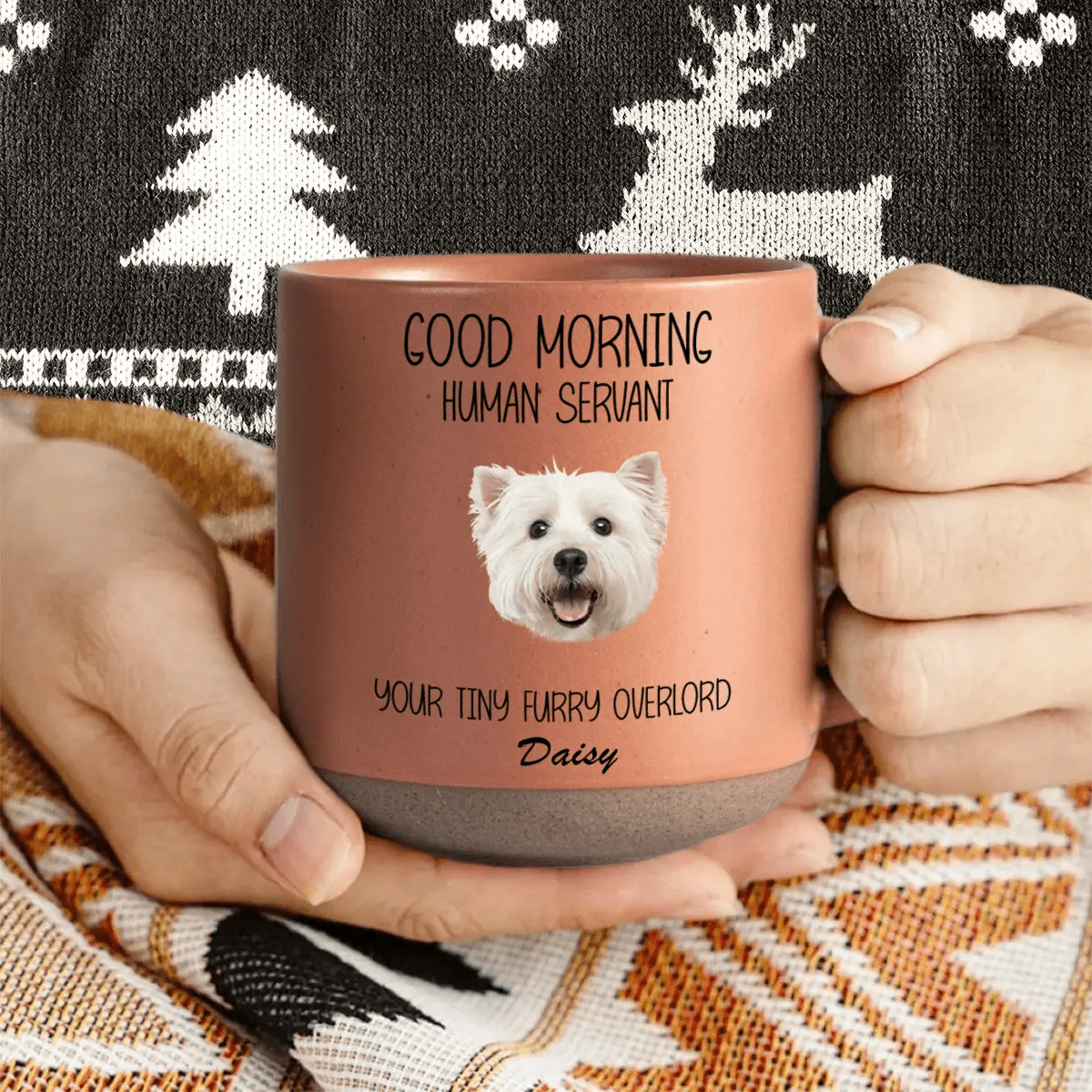 GeckoCustom Custom Photo Good Morning Human Servant Dog Cat Pottery Mug TH10 892091 12oz