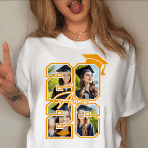 GeckoCustom Custom Photo Graduation 2025 Bright Shirt Graduation Gift HA75 891920 Women V-neck / V White / S