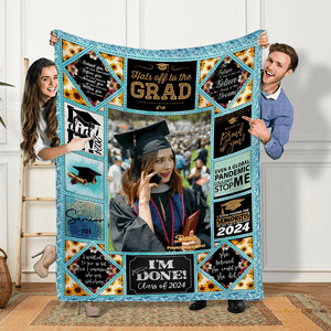 GeckoCustom Custom Photo Graduation Blanket, Class of 2024 Gift, HN590