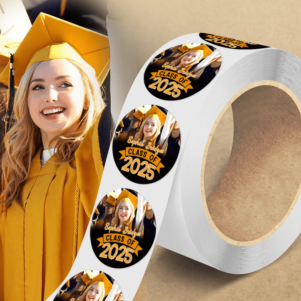 GeckoCustom Custom Photo Graduation Class Of 2025 Roll Sticker TA29 890523