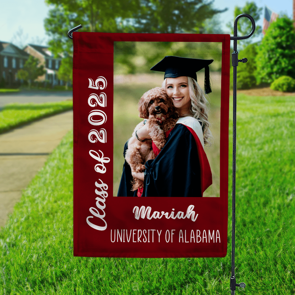 GeckoCustom Custom Photo Graduation Senior Class of 2025 Garden Flag 12"x18"