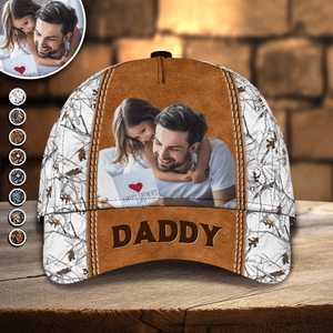 GeckoCustom Custom Photo Grandpa Papa Daddy Fathers Day Classic Cap DM01 891063 Polyester