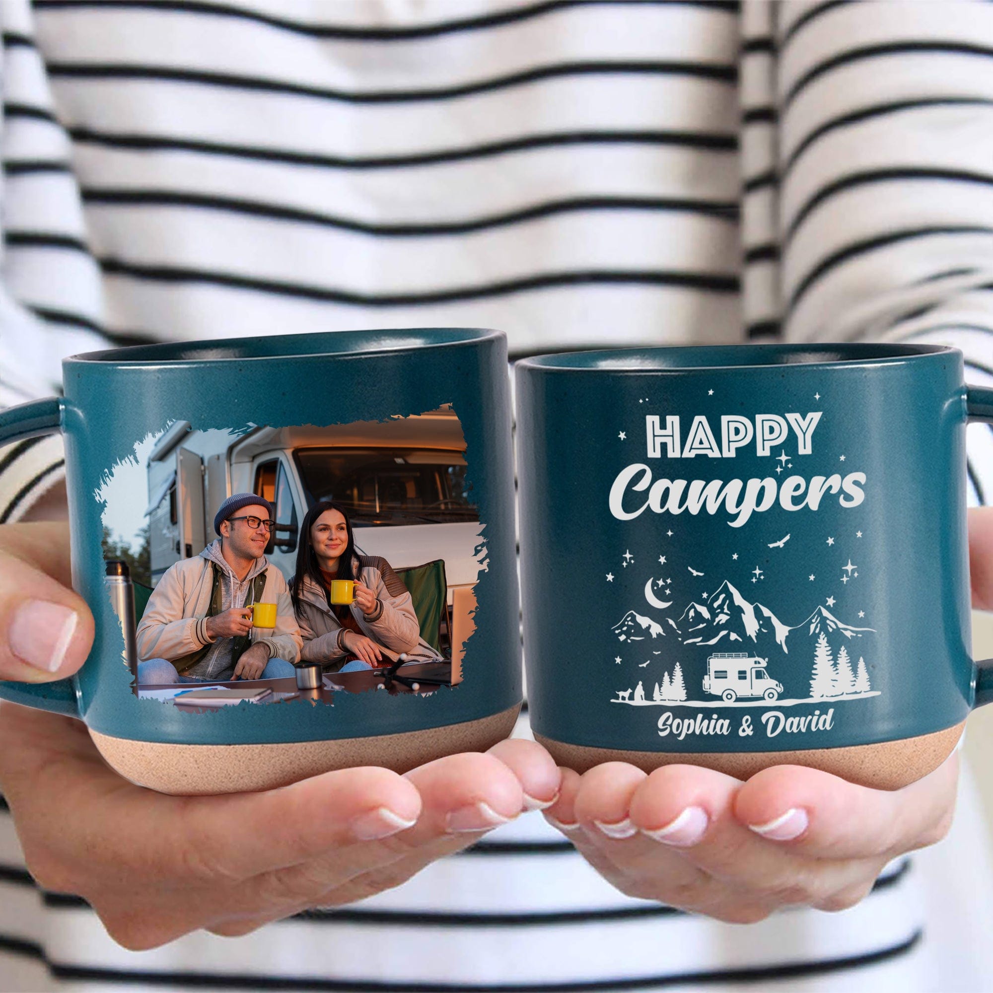 GeckoCustom Custom Photo Happy Campers Couple Pottery Mug TH10 892173 12oz