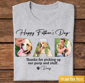 GeckoCustom Custom Photo Happy Father's Day, Dog Dad Family Shirt DA199 890178