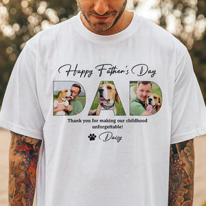 GeckoCustom Custom Photo Happy Father's Day, Dog Dad Family Shirt DA199 890178